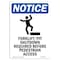 Signmission OSHA Notice, 5" Height, Forklift Pit Shutdown Sign With Symbol, 5" X 3.5", Portrait OS-NS-D-35-V-12892 - alternate 1